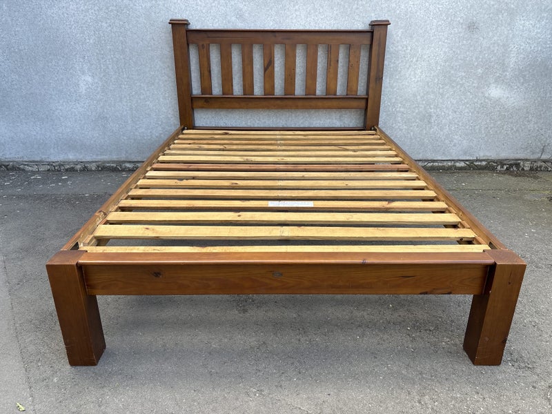 Outback Solid Pine Queen Slat Bed Frame Carousel 1