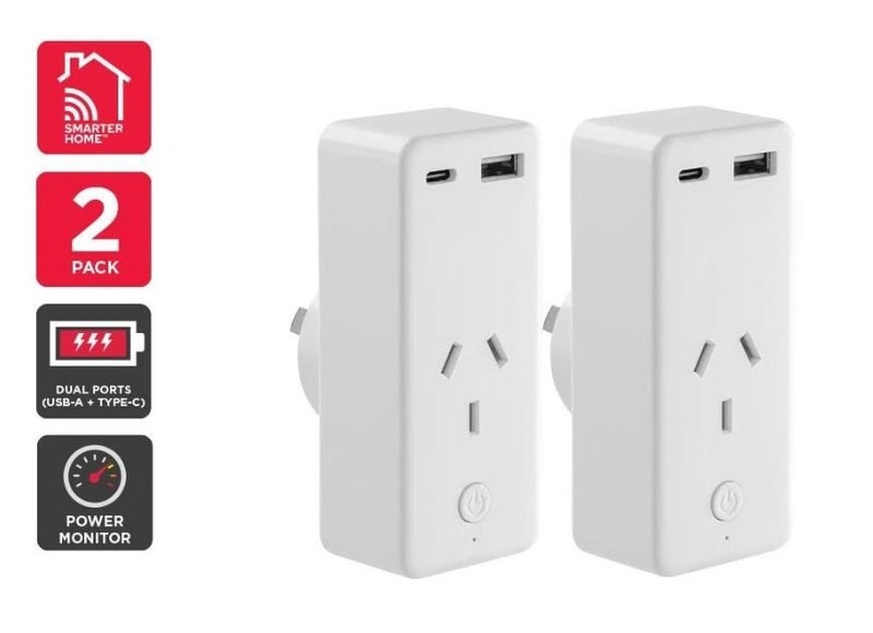 Kogan SmarterHome Smart Plug With Energy Meter & 5V 2A USB A&C Ports (2 Pack) Carousel 2