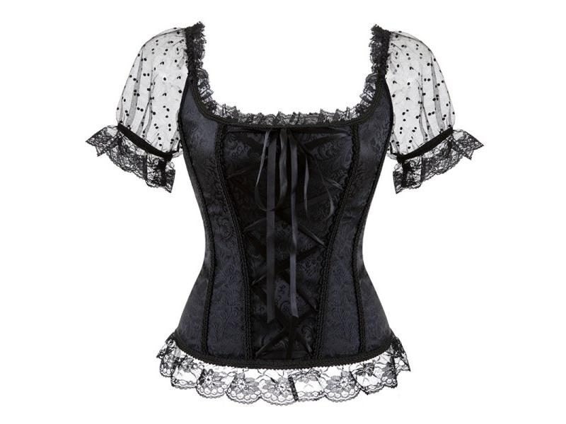 Corset Top Off Shoulder Plus Size Burlesque Costumes Floral Lace Up Bustiers Carousel 1