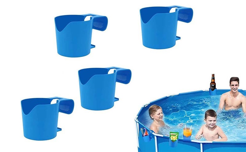 4 Pack Poolside Cup Holder for Above Ground Swimming Pool,No Spill Drink Holder Carousel 2