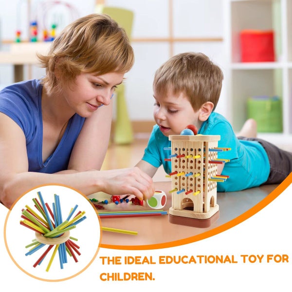 Parent-Child Interactive Wooden Stick Board Game Colorful Sticks Wooden Stick Carousel 1