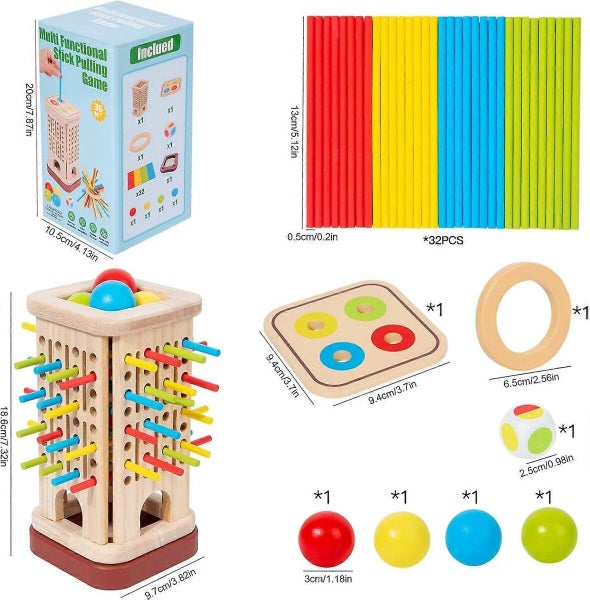 Parent-Child Interactive Wooden Stick Board Game Colorful Sticks Carousel 1
