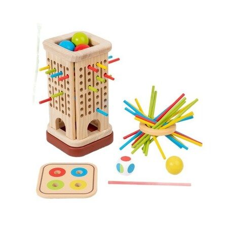 Parent-Child Interactive Wooden Stick Board Game Colorful Sticks Wooden Stick Carousel 9