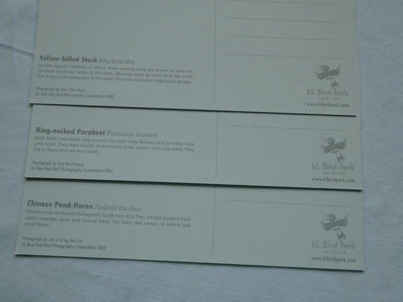 Postcard. 3 Cards - KL Bird Park. Carousel 2