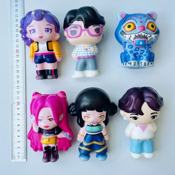 6pcs KPOP Demon Hunters Pinch Slow Rebound Figure Stress Relief Toys Healing Chr Carousel 6