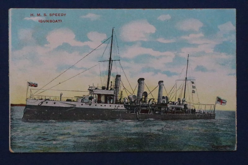 British warship: H.M.S. Speedy, gunboat: Ship postcard Carousel 1