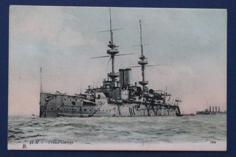 British warship: H.M.S. Prince George: Ship postcard Carousel 1