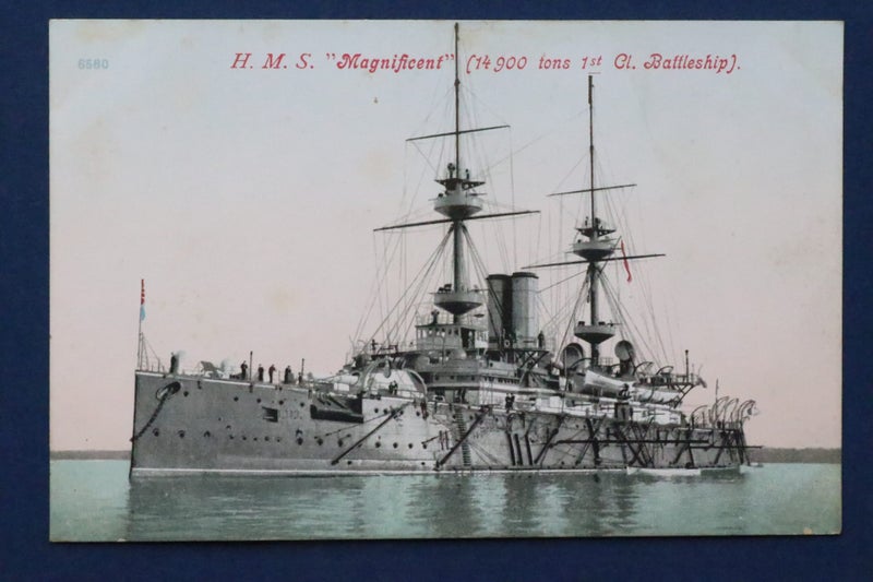 British Navy battleship: H.M.S. Magnificent: Ship postcard Carousel 1