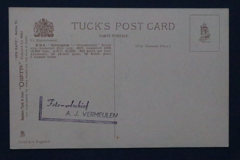 British Navy battleship: H.M.S. Bellerophon: ship postcard Carousel 2