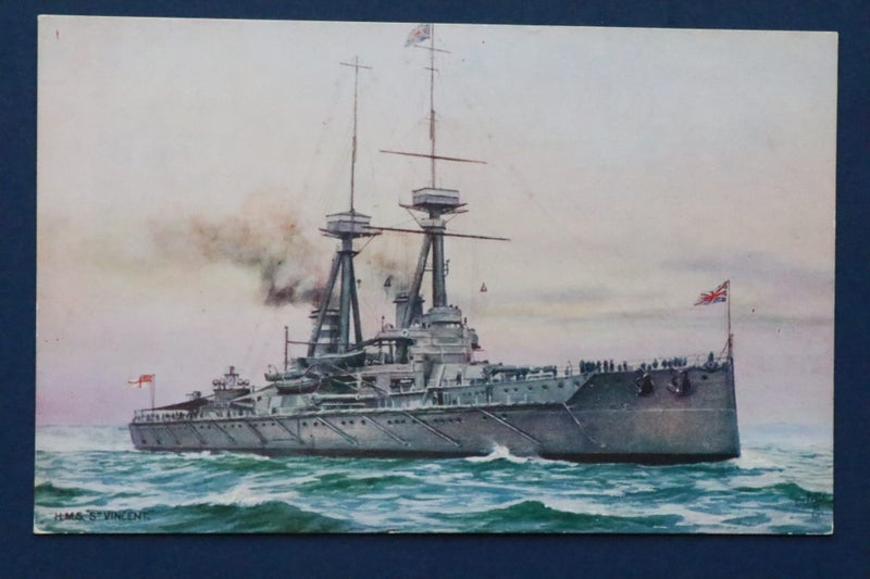 British Navy battleship: H.M.S. St. Vincent: ship postcard Carousel 1
