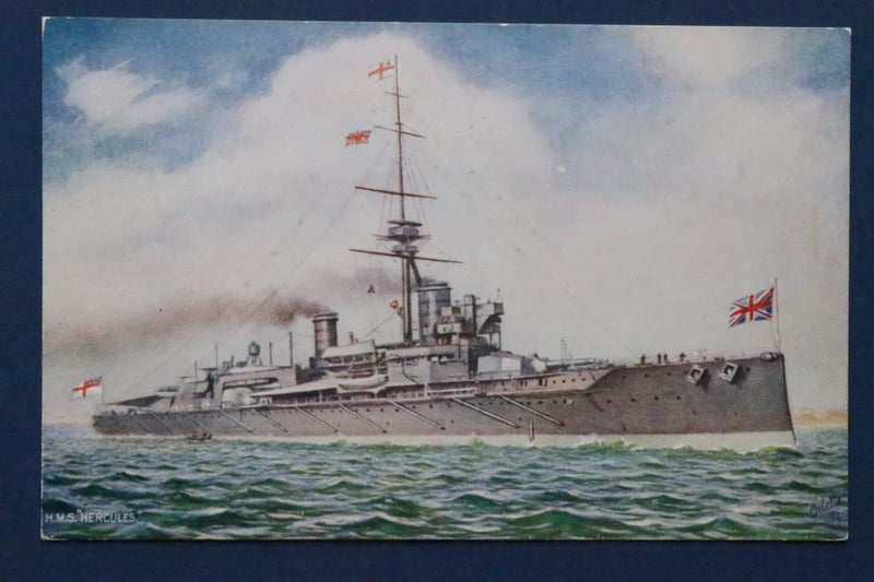 British Navy battleship: H.M.S. Hercules "Super dreadnaught": ship postcard Carousel 1