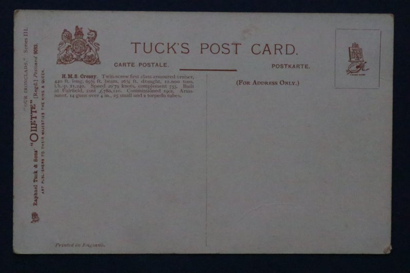 British Navy cruiser: H.M.S. Cressy : ship postcard Carousel 2