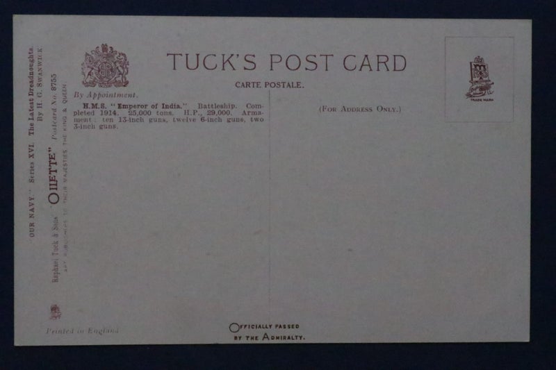 British Navy battleship: H.M.S. Emperor of India : ship postcard Carousel 2