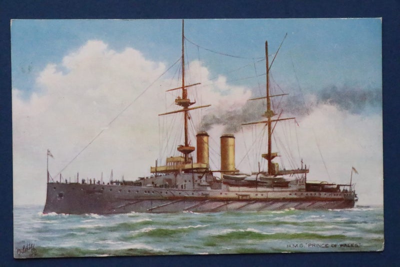 British Navy battleship: H.M.S. Prince of Wales : ship postcard Carousel 1