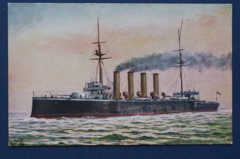 British Navy cruiser: H.M.S.Cressy: ship postcard Carousel 1