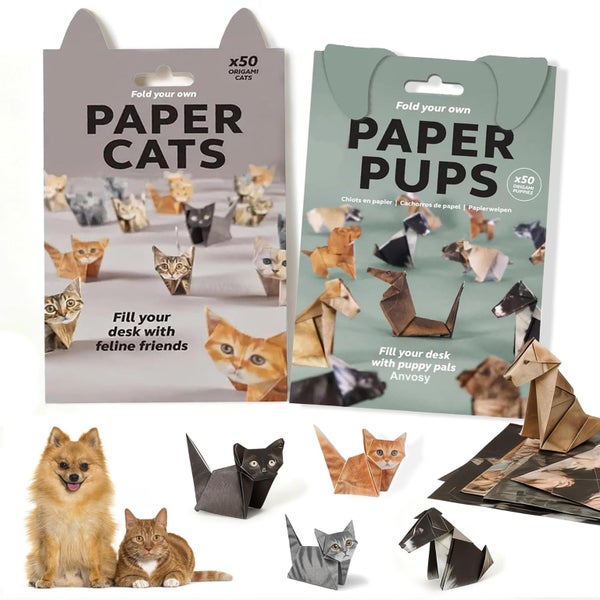 Origami Paper Cats Dogs Kit - DIY 100 Sheets Paper Pups and Origami Cats Carousel 2