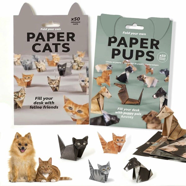 Origami Paper Cats Dogs Kit - DIY 100 Sheets Paper Pups and Origami Cats Carousel 1