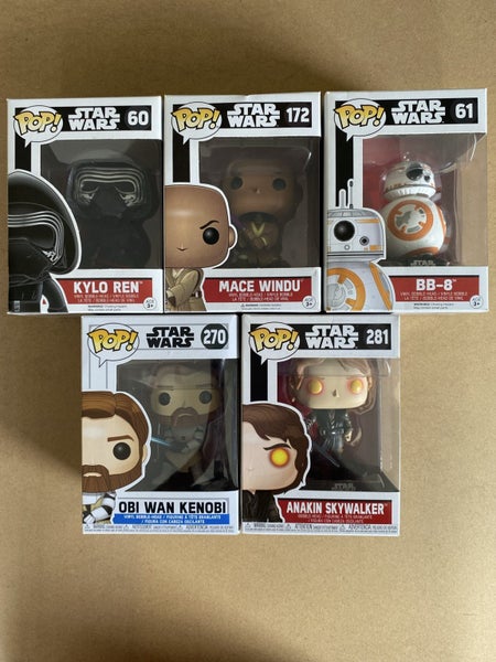 Star Wars pop vinyl - Anakin, Obi-Wan Kenobi, Kylo Ren, Mace Windu, BB-8 Carousel 1