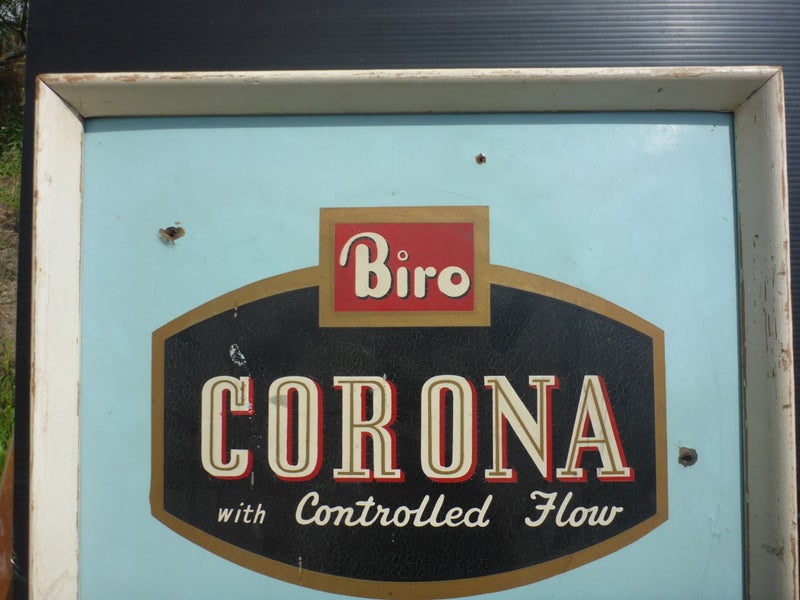 Stunning Old Vintage Pen Display Shop Board Sign Biro Corona W Controlled Flow Carousel 2