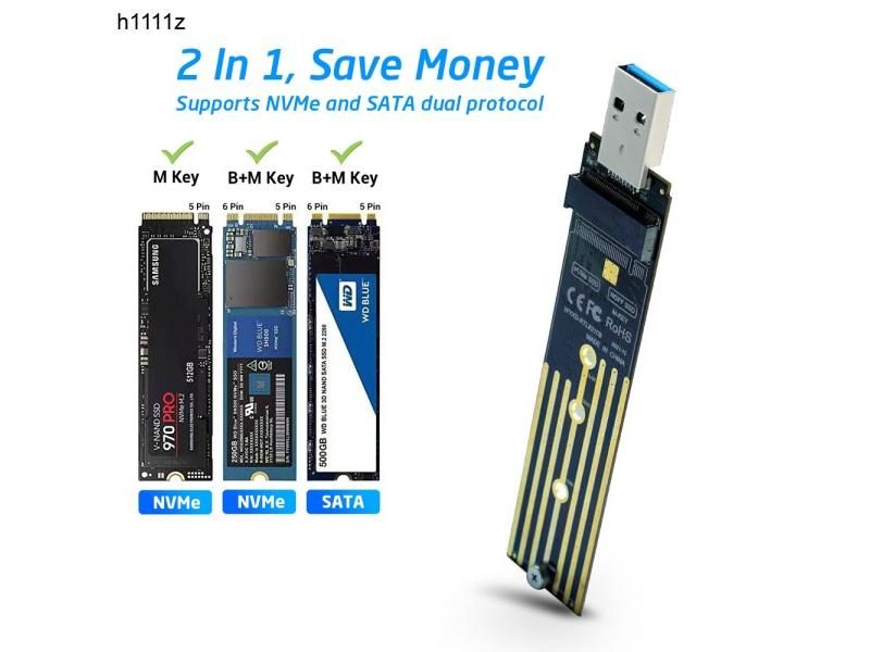 M.2 To USB Adapter Dual Protocol SSD Board M.2 NVME PCIe NGFF SATA M2 Card Carousel 1