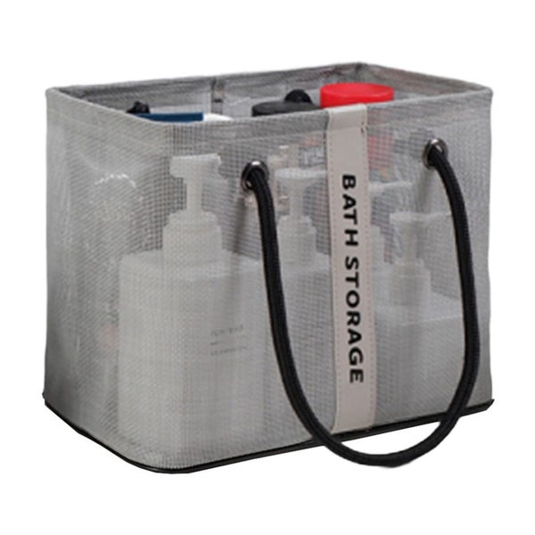 Black and Gray Mesh Shower Caddy Bag, Sturdy Polyester Organizer with Double Carousel 2