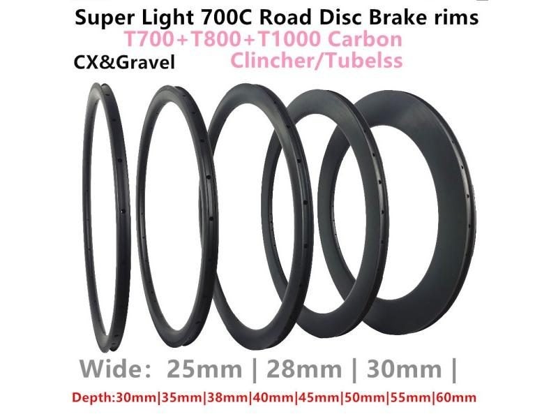 T800 T1000 UD Matte 30mm 35mm 40mm 45mm 50mm 55mm 60mm Gravel CX Bike Rims 700c Carousel 1