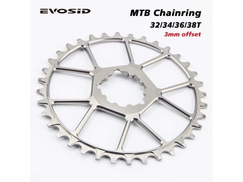 EVOSID MTB Bicycle Chainring 3mm Offset 32T/34/36T/38T Mountain Bike Chainwheel Carousel 2
