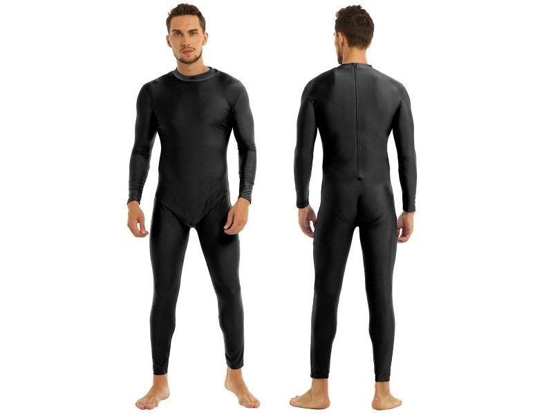 Mens Adults One Piece Full Body Jumpsuit Unitard Leotard Shapewear Skin-Tight Carousel 1