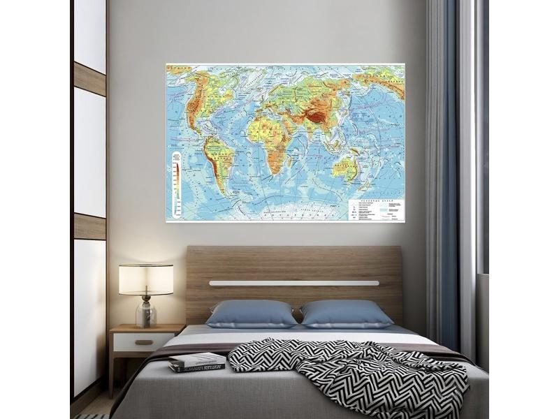 150*100cm The World Map In Russian Wall Poster Non-woven Wallpaper Home Decor Carousel 1