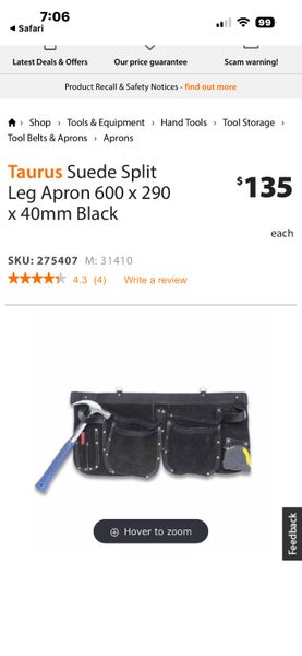 Taurus Suede Split Leg Apron 600 x 290 x 40mm Black Carousel 6