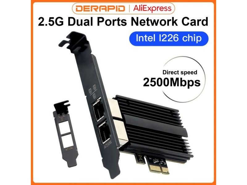 2.5Gbps Dual Port PCIe Ethernet Network Card For Desktop Carousel 1