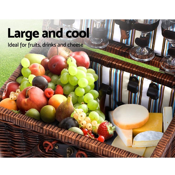 Alfresco 4 Person Picnic Basket Set Folding Insulated bag Carousel 6