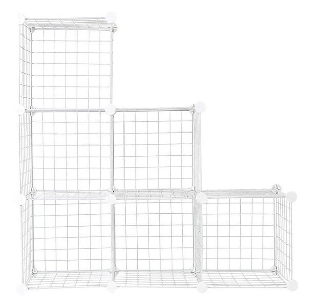 6 Cubes White DIY Wire Storage Shelves Cabinet Metal Display Shelf Toy Book Carousel 2