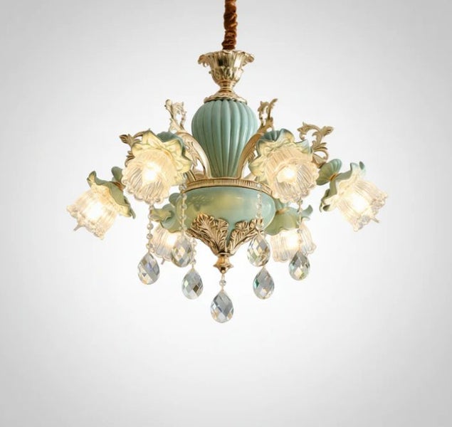 Candelabra Stained Glass Lamp Shade Flower Chandelier French Crystal Chandelier Carousel 1