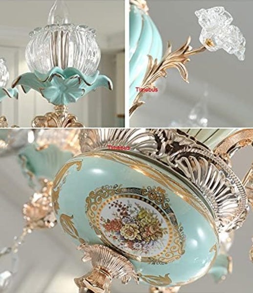 Candelabra Stained Glass Lamp Shade Flower Chandelier French Crystal Chandelier Carousel 4