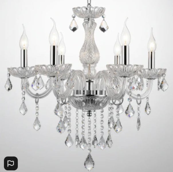 Clear Chandelier Living Room Crystal Ceiling Lamp LED 6 lights Carousel 8