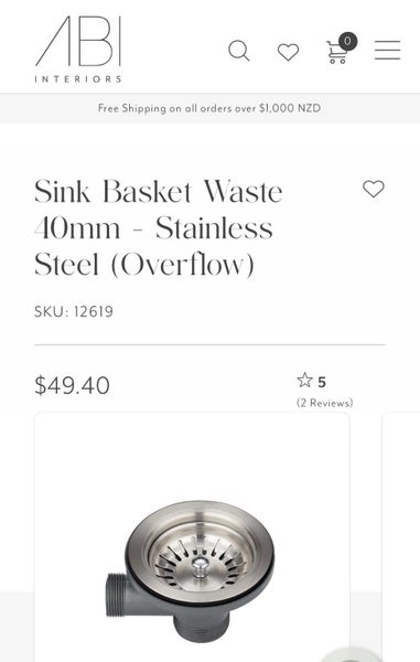 ABI New sink basket waste with overflow Carousel 2
