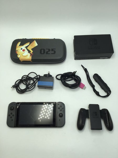 * Grey Nintendo Switch V2 Console w/ Case & Cables! * Carousel 1