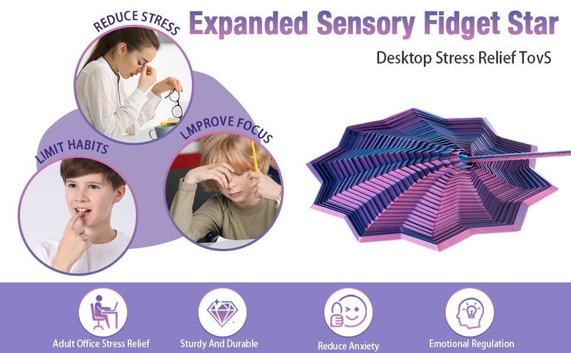 3D Printed Expanded Sensory Fidget Star Sensory Fidget Star with Handle Carousel 1