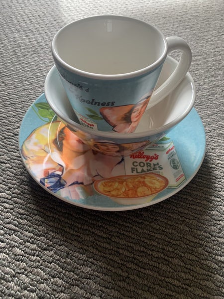 Kellogg’s Corn Flakes “Vintage” Cup, Saucer & Plate Set Carousel 1