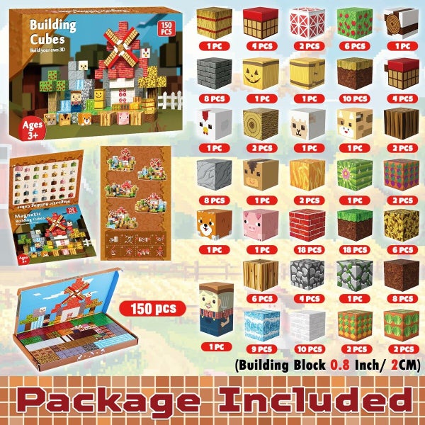 150pcs Building Blocks Cubes Stacking Construction Set STEM Montessori Sensory Carousel 6