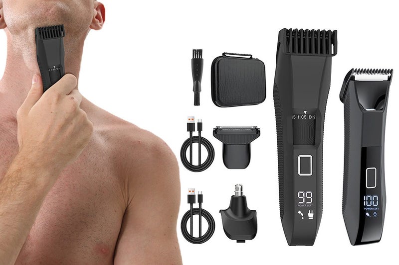 Electric Grooming Shaver Set with LED Display for Beard Body & Nose Hair Care Carousel 1
