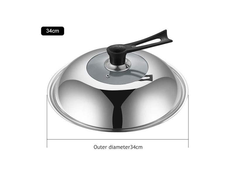 30-36cm Stainless Steel Thicken Visible Wok Pan Lids Carousel 1