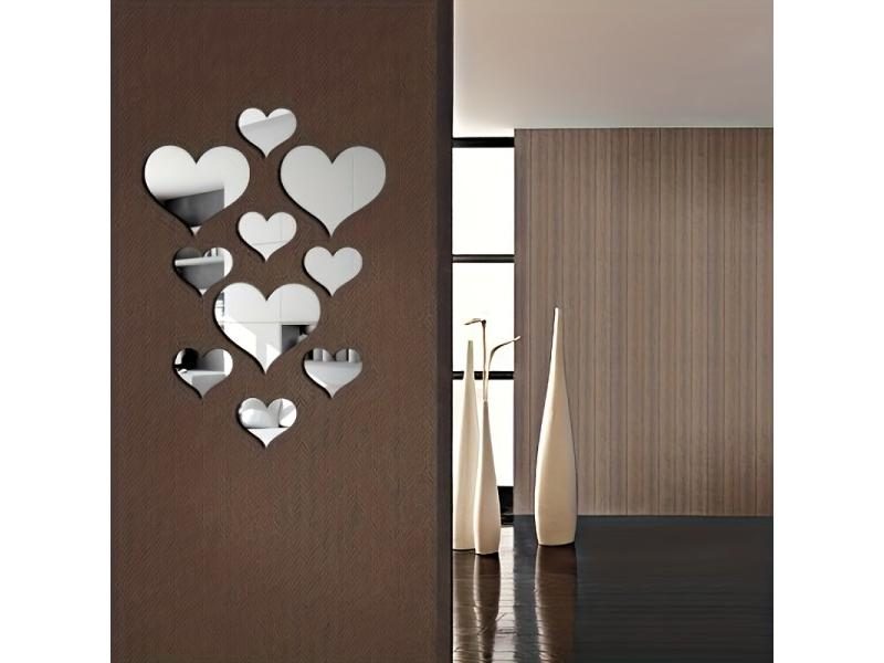10PCS Mural Decal 3D Mirror Wall Sticker Love Heart Removable Stickers Carousel 1