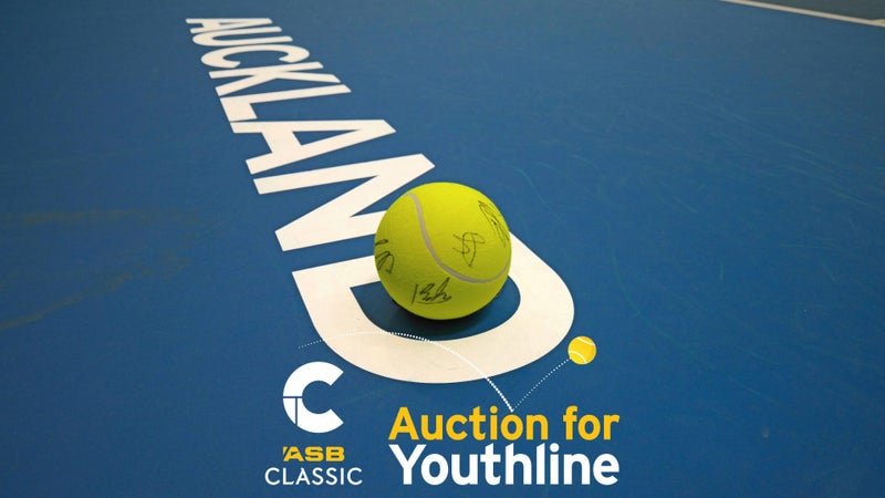 Jumbo tennis balled signed by 8 x ASB Classic 2026 superstars Carousel 1