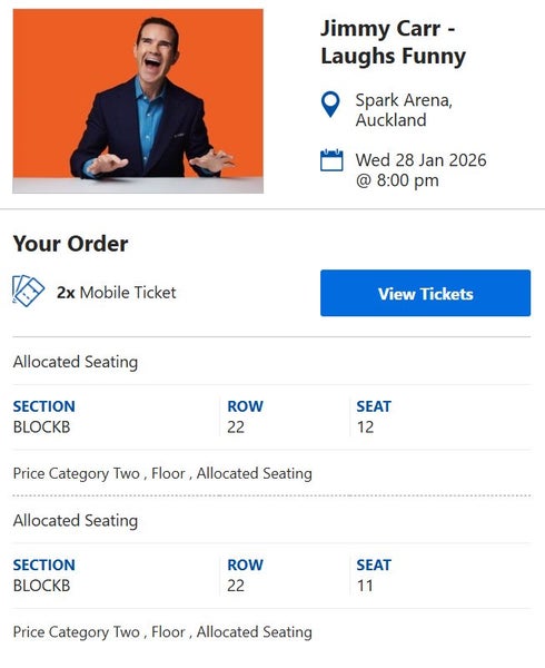 Jimmy Carr - Auckland 28th Jan 2026 Carousel 1