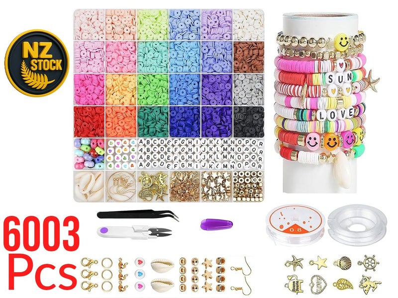6003 Clay Beads Bracelet Making Kit, 24 Colors Flat Preppy Beads for Friend Carousel 1