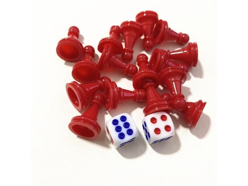 16 Pieces 2.5*1.6cm Chessman 2 Pieces Dice Plastic Pawns Checkers Pieces For Carousel 1