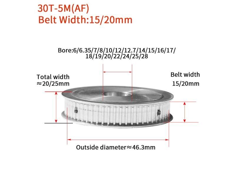 30Teeth HTD5M Synchronous Timing Pulley Inner Bore 6mm-28mm For Width=15/20mm Carousel 1