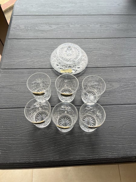 Set of 6 Julia Crystal whiskey glasses and 1 Bohemia Crystal Sugar/Honey Pot Carousel 1